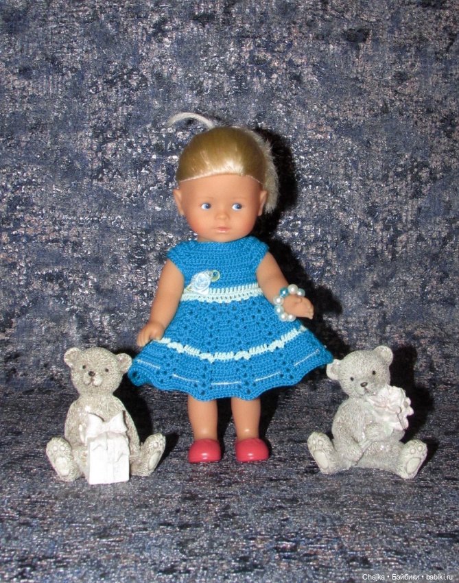 Авторские вязаные платья на кукол Королинки мини ( Corolle mini - 20 cm ) (фото 8)
