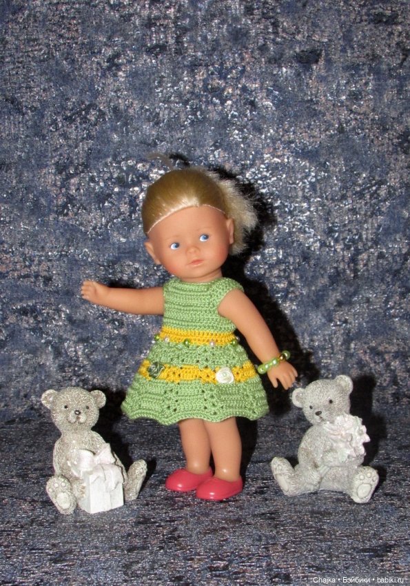Авторские вязаные платья на кукол Королинки мини ( Corolle mini - 20 cm ) (фото 6)