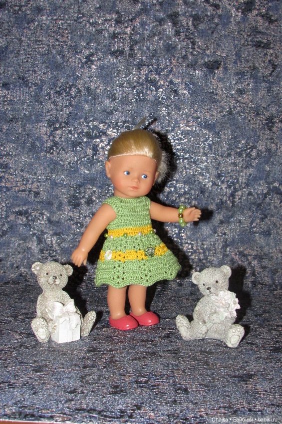 Авторские вязаные платья на кукол Королинки мини ( Corolle mini - 20 cm ) (фото 7)