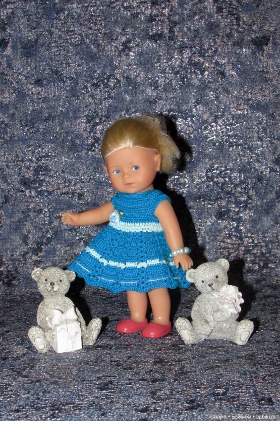 Авторские вязаные платья на кукол Королинки мини ( Corolle mini - 20 cm ) (фото 9)