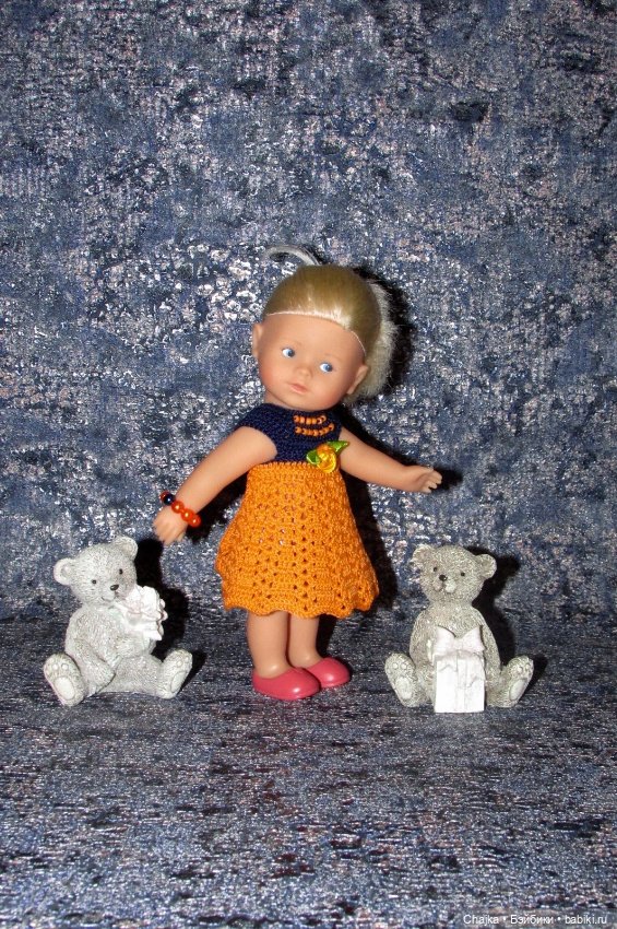 Авторские вязаные платья на кукол Королинки мини ( Corolle mini - 20 cm )
