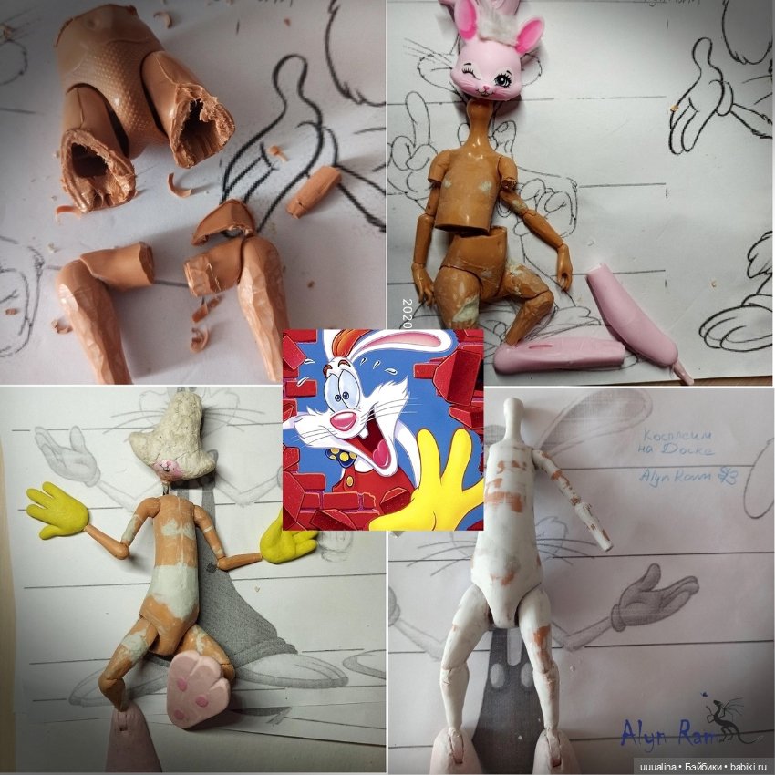 Кролик Роджер и Джессика Рэббит ООАК моего авторства