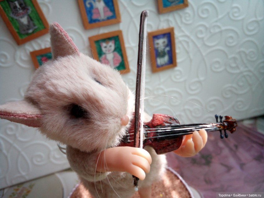 Мышонок-скрипач — Игрушки в смешанной технике (мех и глина): Арт (фото 8)