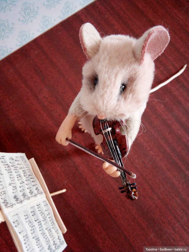 Мышонок-скрипач — Игрушки в смешанной технике (мех и глина): Арт (фото 5)