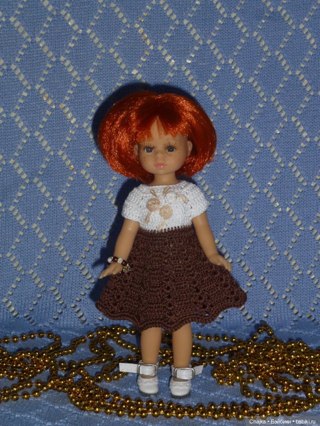 Авторское вязаное платье на кукол Паола Рейна мини - 21 см (Paola Reina mini - 21 cm) (фото 2)