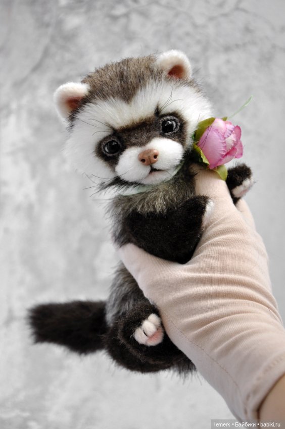 Весенний хорек тедди. Авторская игрушка ручной работы