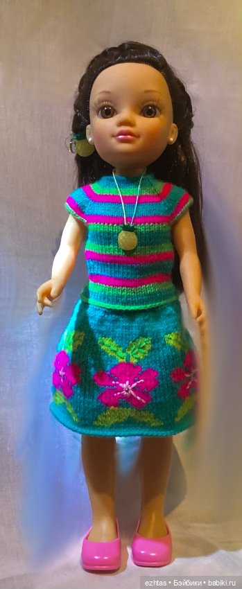 Вязаный костюм «Розовые цветы» (фото 4)