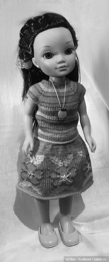 Вязаный костюм «Розовые цветы» (фото 7)