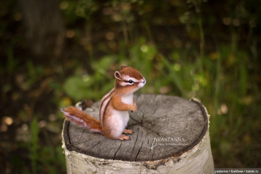 Бурундучок — Валяные игрушки из шерсти: сухое валяние