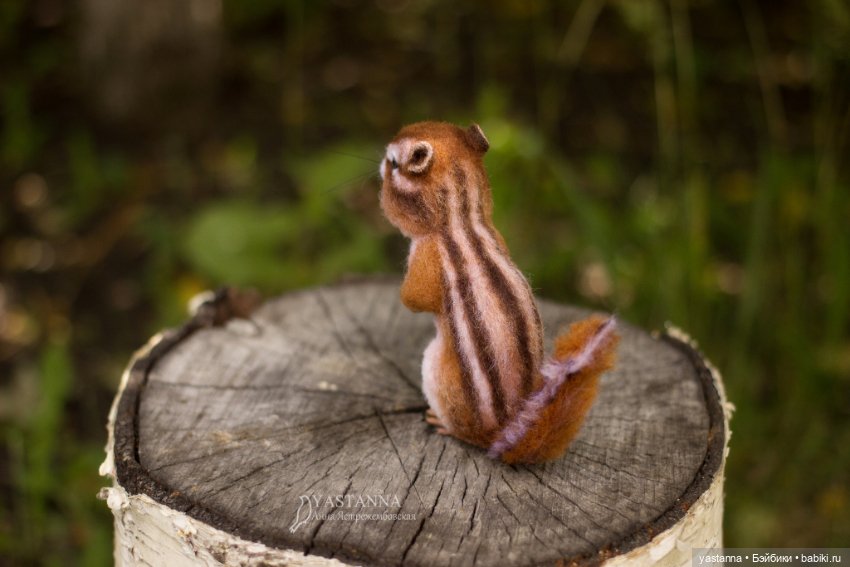 Бурундучок — Валяные игрушки из шерсти: сухое валяние