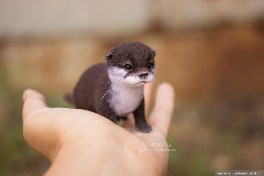 Детёныш выдры — Валяные игрушки из шерсти: сухое валяние