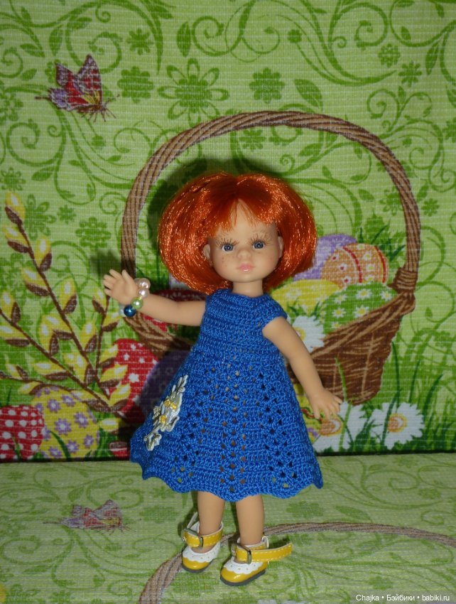 Авторское вязаное платье на кукол Паола Рейна мини - 21 см (Paola Reina mini - 21 cm) (фото 9)