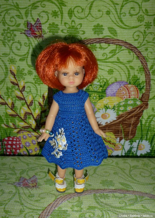 Авторское вязаное платье на кукол Паола Рейна мини - 21 см (Paola Reina mini - 21 cm) (фото 5)