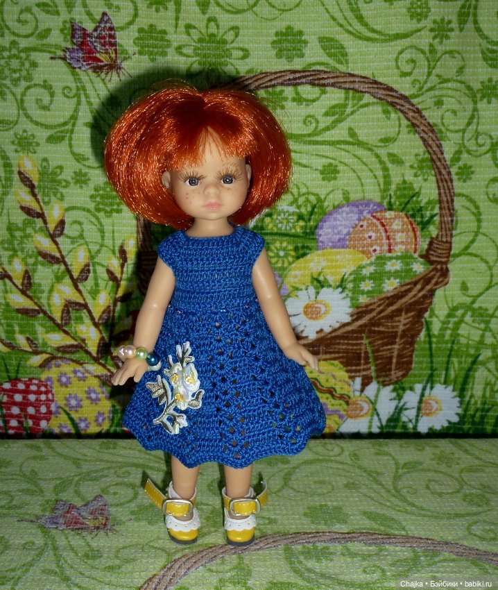 Авторское вязаное платье на кукол Паола Рейна мини - 21 см (Paola Reina mini - 21 cm) (фото 8)