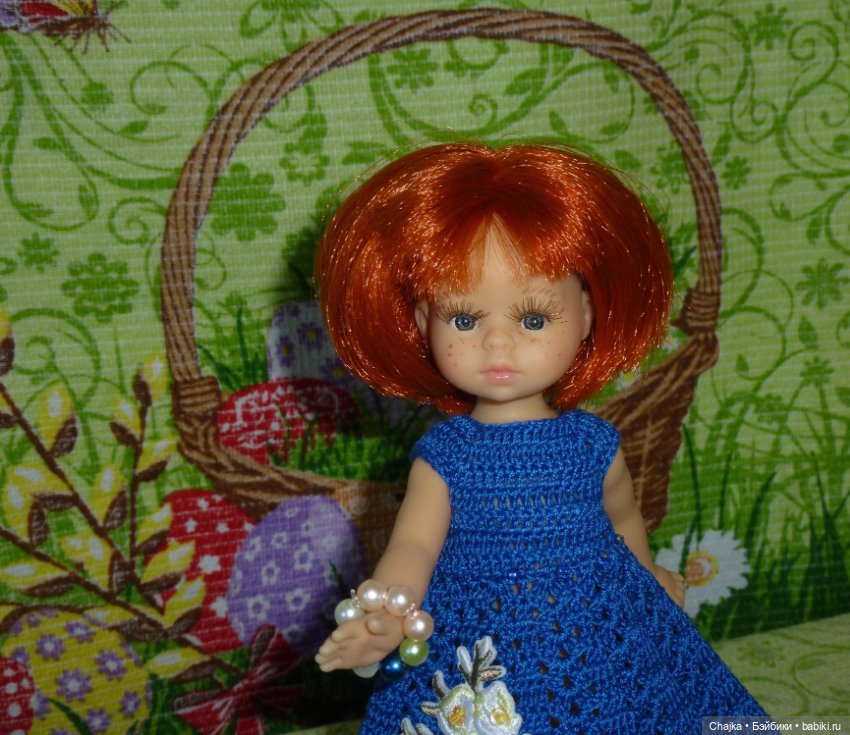 Авторское вязаное платье на кукол Паола Рейна мини - 21 см (Paola Reina mini - 21 cm) (фото 4)