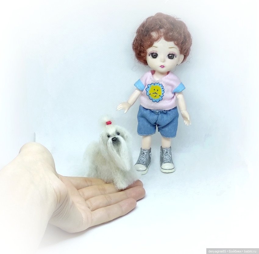 Мини мальтезе — Валяные игрушки из шерсти: сухое валяние (фото 6)