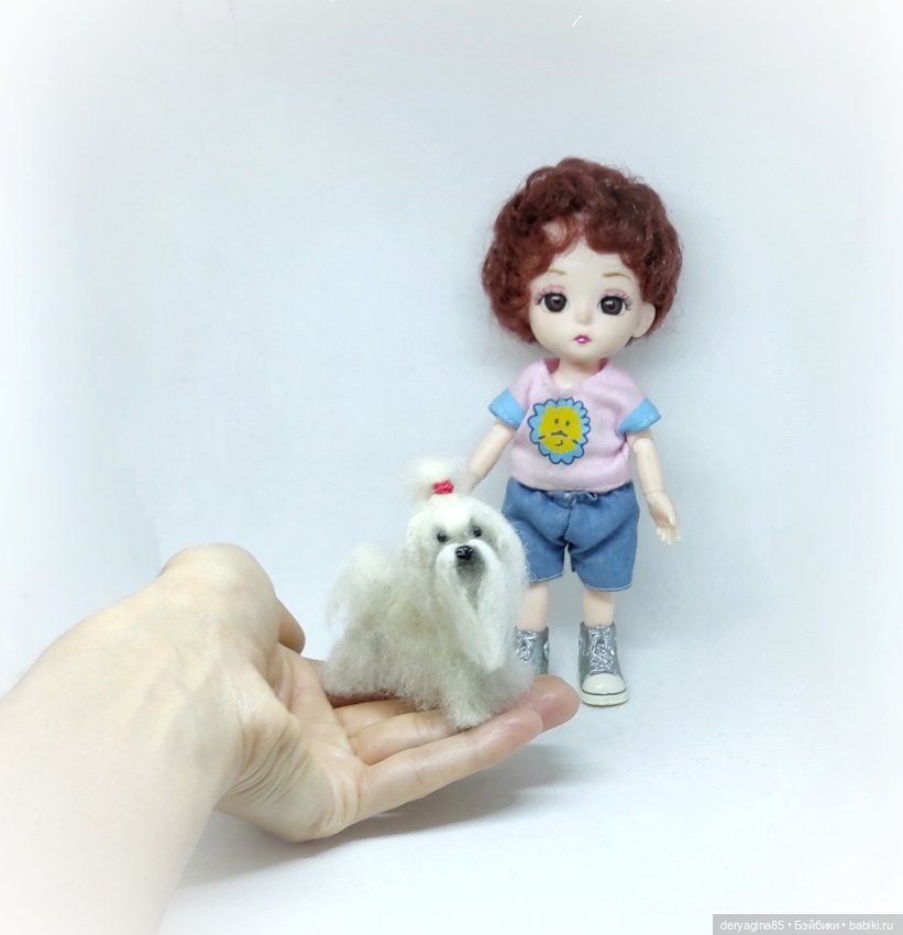 Мини мальтезе — Валяные игрушки из шерсти: сухое валяние (фото 5)