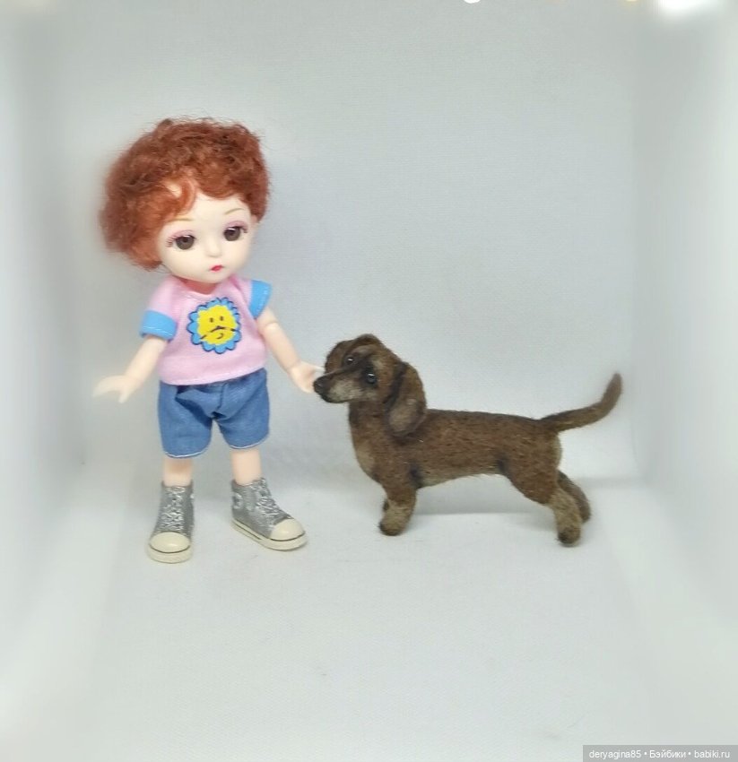 Миниатюрная такса — Валяные игрушки из шерсти: сухое валяние (фото 6)