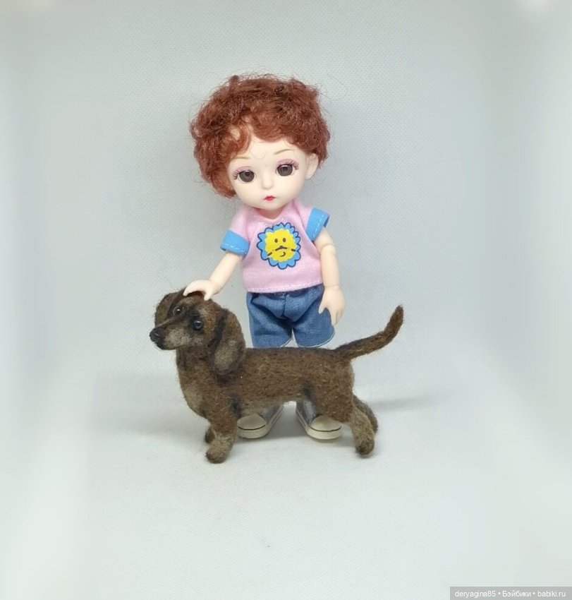 Миниатюрная такса — Валяные игрушки из шерсти: сухое валяние (фото 7)