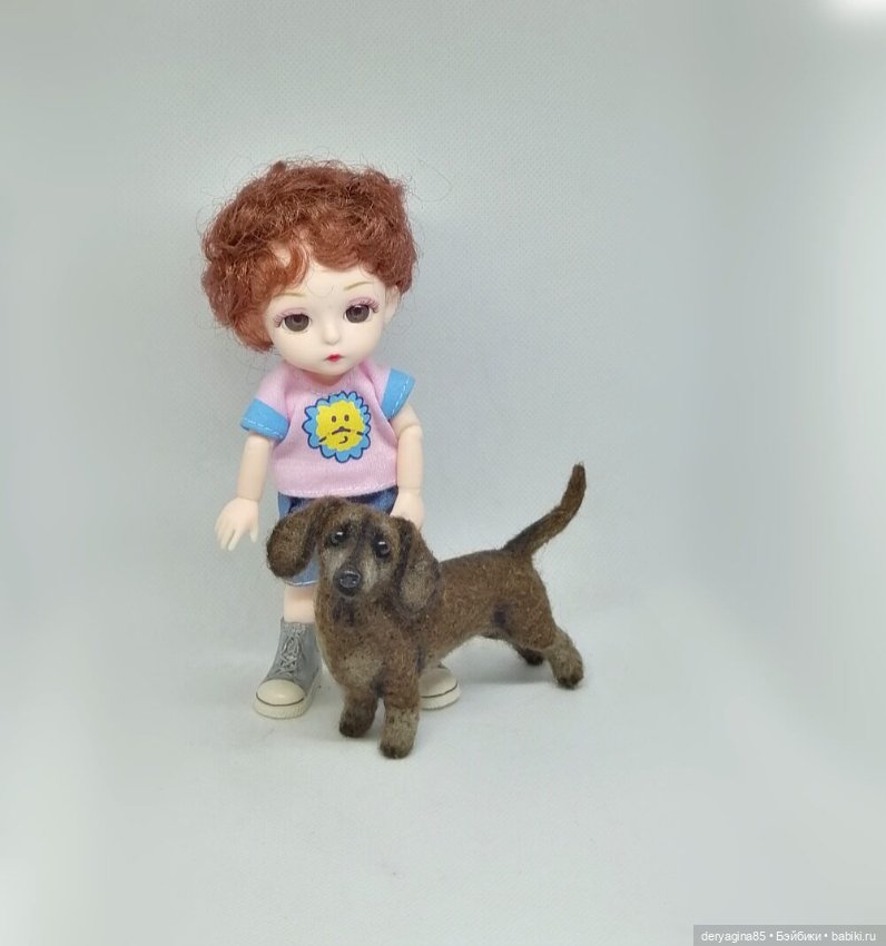 Миниатюрная такса — Валяные игрушки из шерсти: сухое валяние (фото 8)