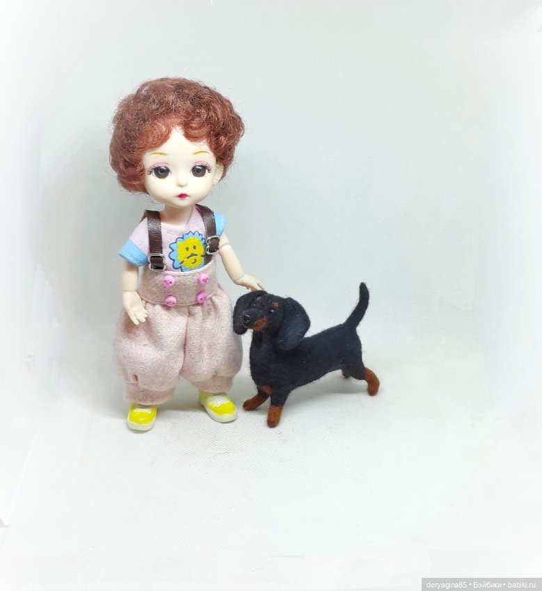 Мини таксочка — Валяные игрушки из шерсти: сухое валяние