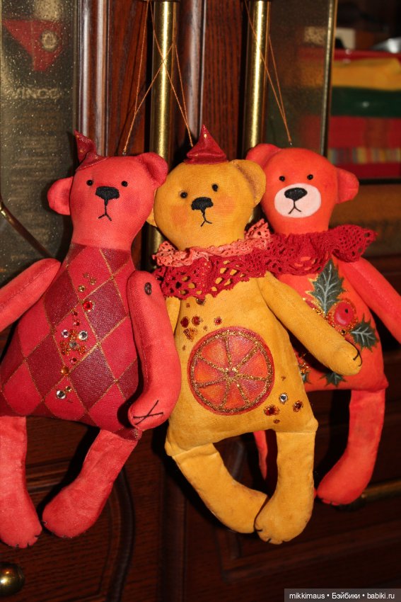 Мишки ждут Новый Год — Текстильные игрушки и примитивы: кофейные