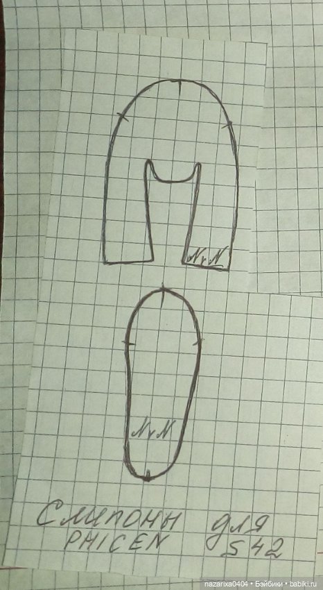 Слипоны для бесшовной стопы Phicen длиной 4.5 см (выкройка) (фото 3)