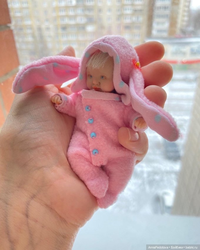 Малышка 8,5 см — Авторские миниатюрные куклы: лепка