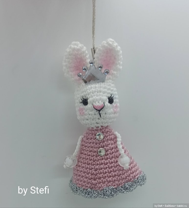 Зайка Принцесса. Ёлочная игрушка. Колокольчик) Символ 2023 (фото 6)