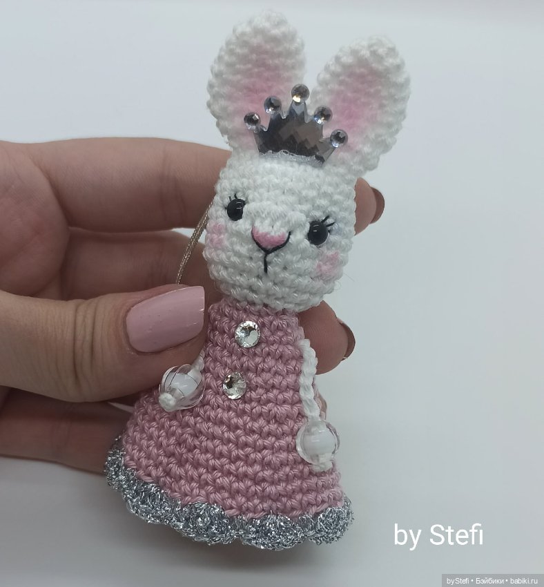 Зайка Принцесса. Ёлочная игрушка. Колокольчик) Символ 2023 (фото 4)