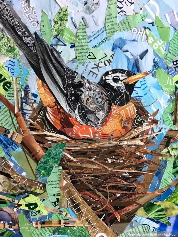 Дебора Шапиро создает коллажи из рваных кусочков бумаги и глянцевых журналов