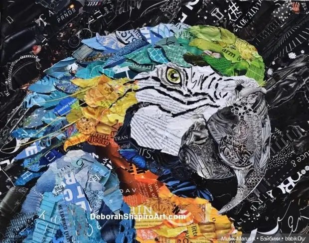 Дебора Шапиро создает коллажи из рваных кусочков бумаги и глянцевых журналов