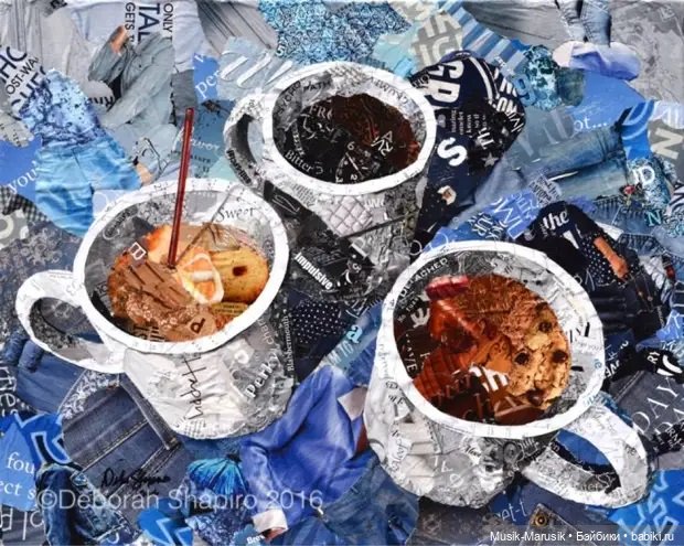 Дебора Шапиро создает коллажи из рваных кусочков бумаги и глянцевых журналов