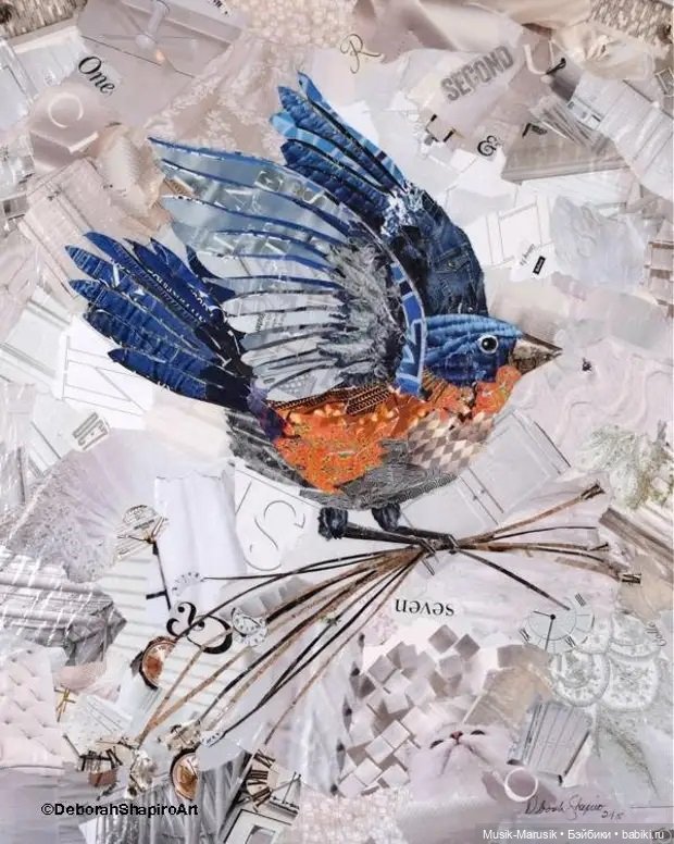 Дебора Шапиро создает коллажи из рваных кусочков бумаги и глянцевых журналов