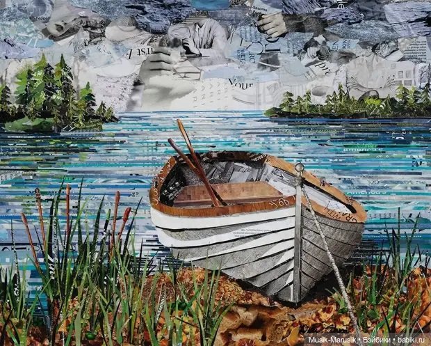 Дебора Шапиро создает коллажи из рваных кусочков бумаги и глянцевых журналов