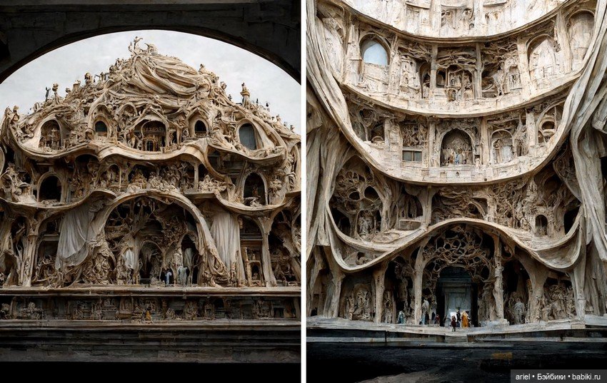 Шелк и камень сливаются в роскошной архитектуре Касима Икбала (Qasim Iqbal), созданной искусственным интеллектом