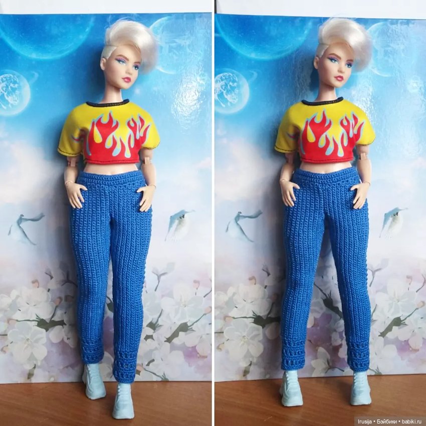 Вязаные брючки для барби пышки (фото 2)