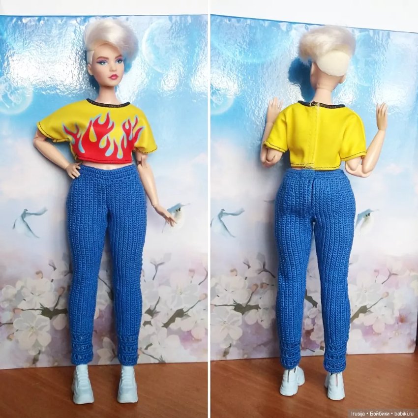 Вязаные брючки для барби пышки (фото 4)