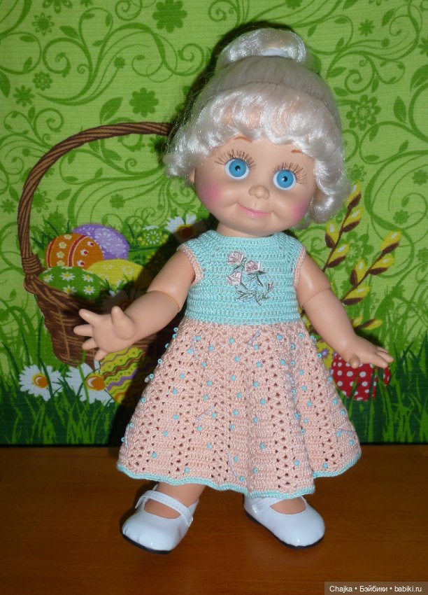 Авторский вязаный наряд для кукол Galoob Baby Face dolls (34 см) (фото 6)