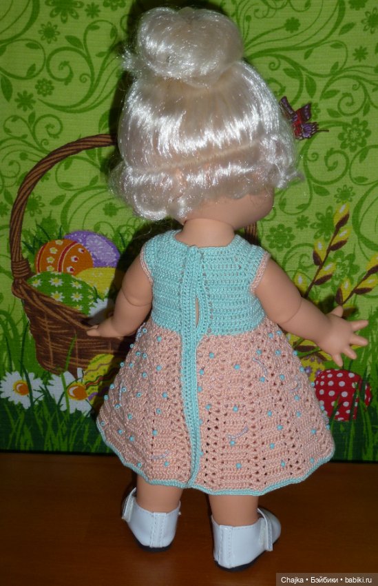 Авторский вязаный наряд для кукол Galoob Baby Face dolls (34 см) (фото 8)