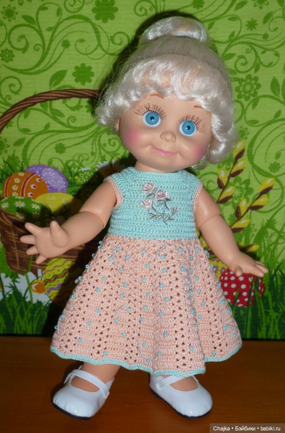 Авторский вязаный наряд для кукол Galoob Baby Face dolls (34 см) (фото 4)