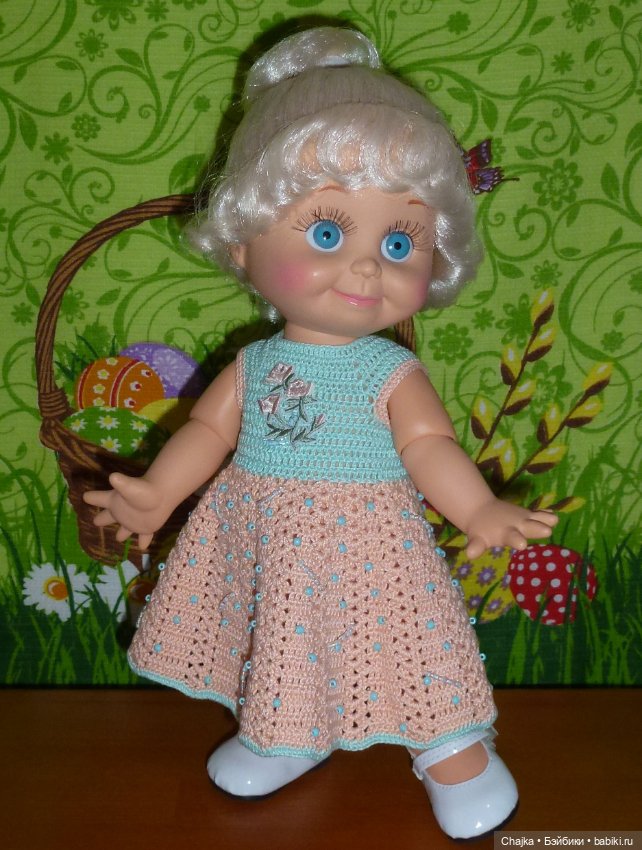 Авторский вязаный наряд для кукол Galoob Baby Face dolls (34 см)