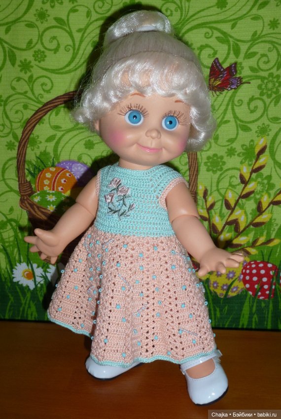 Авторский вязаный наряд для кукол Galoob Baby Face dolls (34 см) (фото 7)
