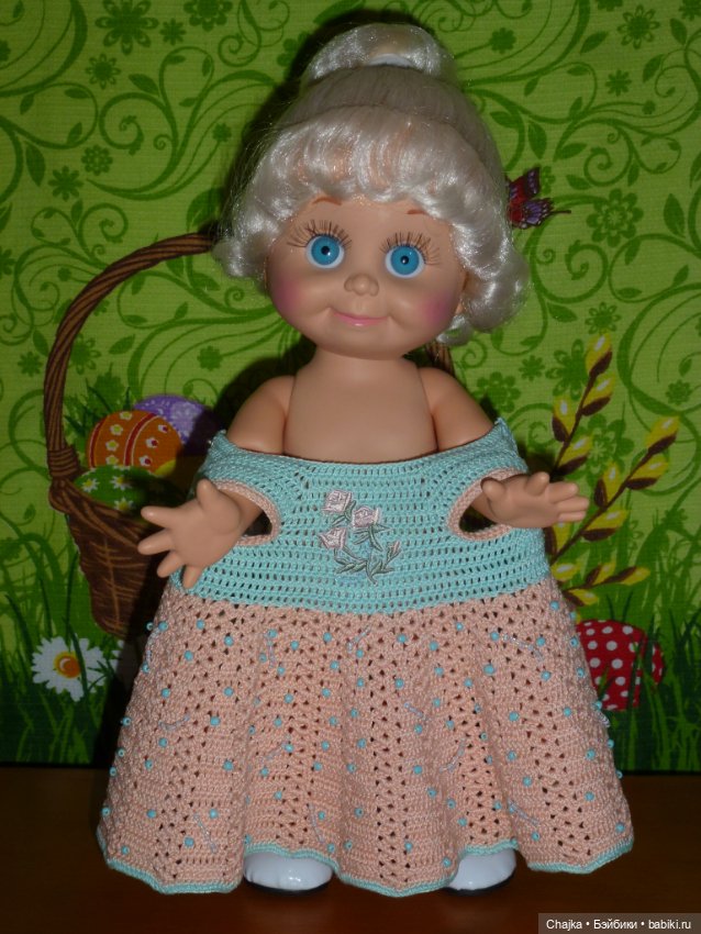 Авторский вязаный наряд для кукол Galoob Baby Face dolls (34 см) (фото 9)