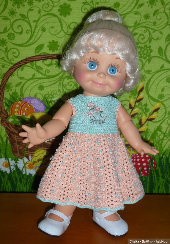 Авторский вязаный наряд для кукол Galoob Baby Face dolls (34 см) (фото 2)