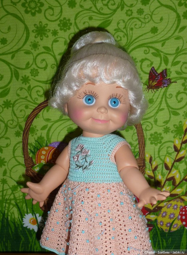 Авторский вязаный наряд для кукол Galoob Baby Face dolls (34 см) (фото 5)