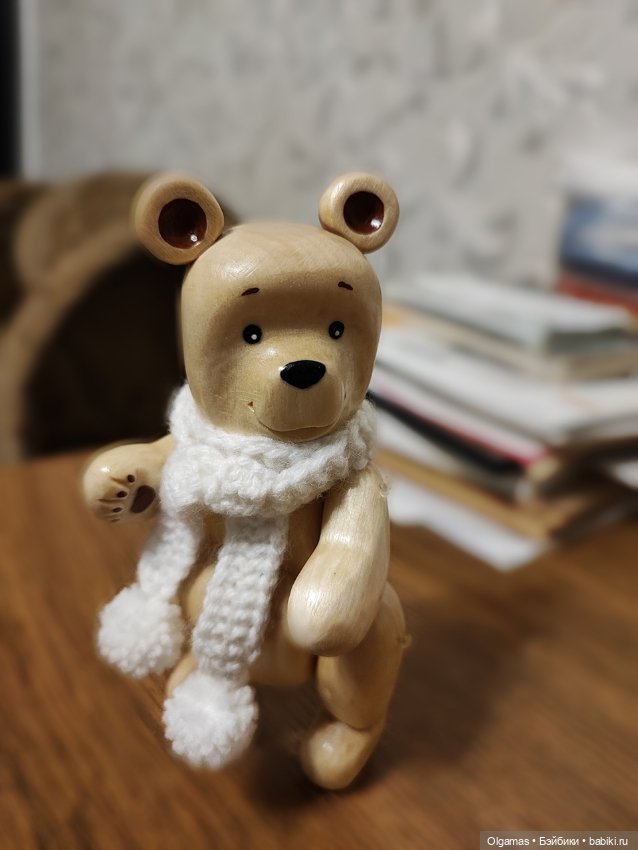 Белый мишка🐻😊 — Авторские игрушки из дерева: резьба (фото 5)