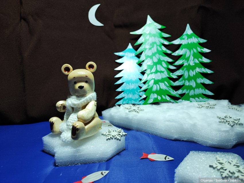 Белый мишка🐻😊 — Авторские игрушки из дерева: резьба (фото 6)