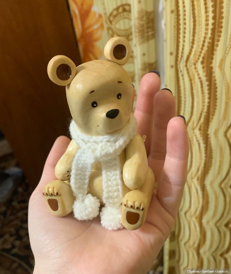 Белый мишка🐻😊 — Авторские игрушки из дерева: резьба (фото 2)