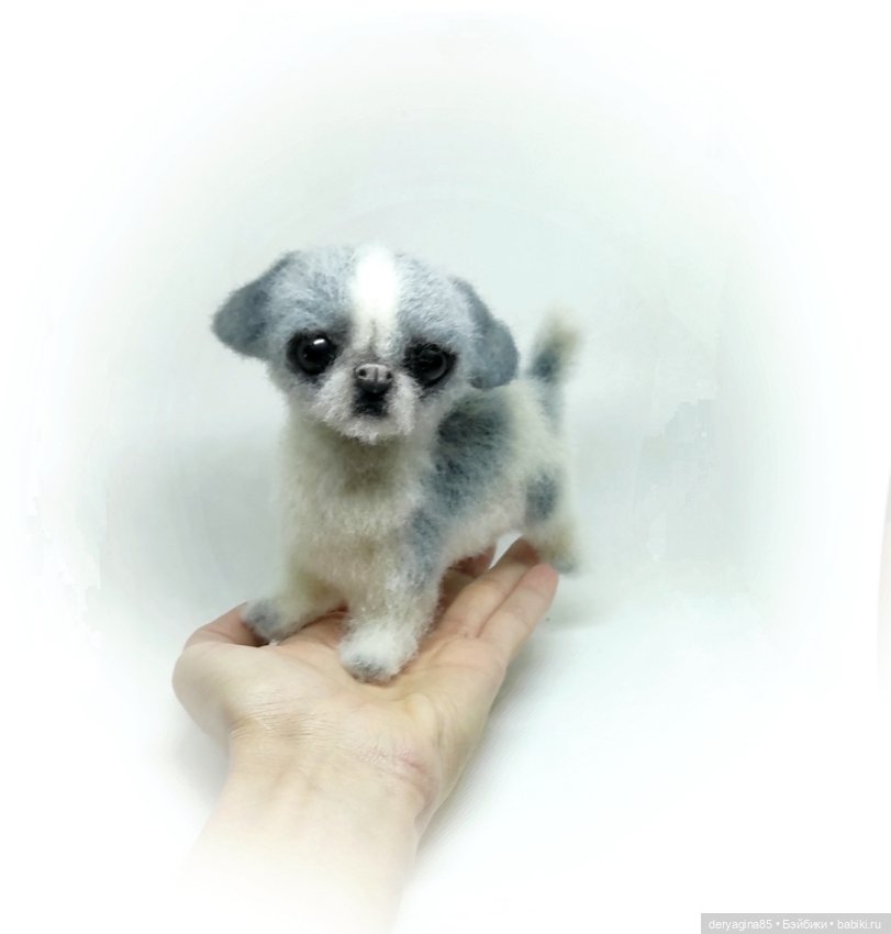 Щенок японского хина — Валяные игрушки из шерсти: сухое валяние (фото 9)